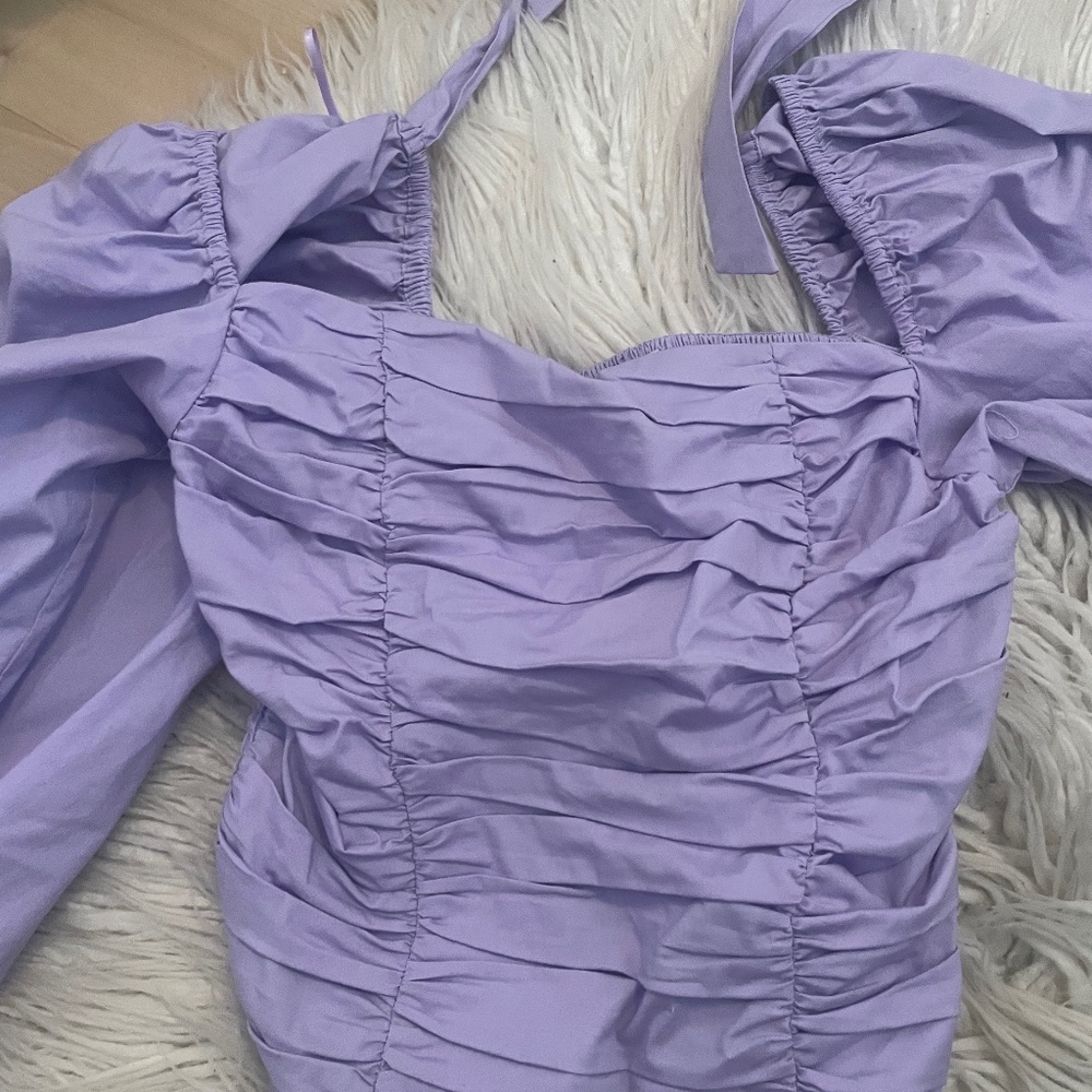 PURPLE TEXTURED BLOSUE WITH TIE BACK